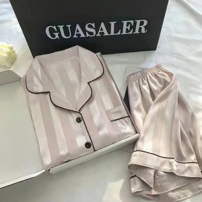 Women's New Arrival Summer Lightweight Short-Sleeved Pajamas Summer Imitation Silk Homewear Set Women's Summer Clothing.