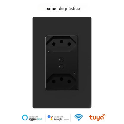 Melery Brasilien WiFi Smart Leben Dual Wand Steckdose Tuya Elektrische Stecker Outlet PC/Glas Touch Panel Alexa Dot Google hause Assistent