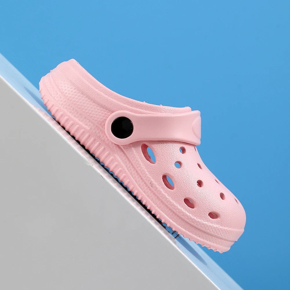 Kids Sandals Hole Children's Shoes Slippers Soft Anti-Skid Simple DIY Design Hole Baby Shoes Sandy Beach For Boys Girls.