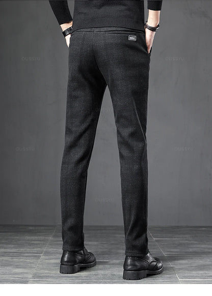 2025 New Spring Autumn England Plaid Work Stretch Pants Men Business Fashion Slim Grey Blue Casual Pant Male Brand Trousers 38.