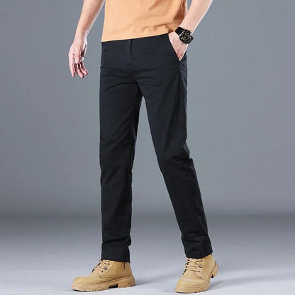 Men's High Quality Pure Cotton Classic Solid Color Casual Pants Business Stretch Slim Straight Brand Trousers Male Autumn New.