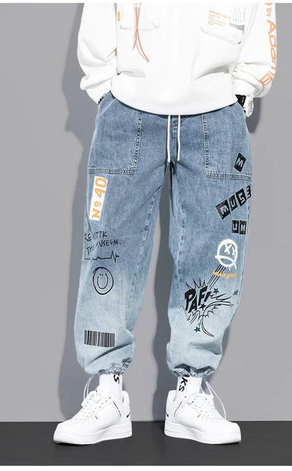 Trendy Loose-fit Men's Jeans Summer Thin Style Korean Version Casual Long Pants Hip Hop Fashion Versatile.