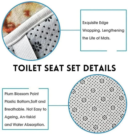 4-teiliges Badezimmer-Set, wasserdichter Stoff-Duschvorhang im Palast-Stil mit 12 Haken, rutschfeste Badezimmermatte, U-förmige Toilettendeckelabdeckung