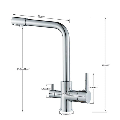 Chrome Brass Pure Water Kitchen Faucet Dual Handle Hot and Cold Drinking Water 3-way Filter Kitchen Purified Mixer Taps