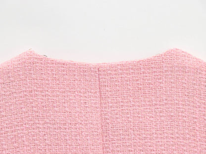 TRAFZA Frauen Elegante Solide Gürtel Westen Tops O Neck Metall Taste Ärmellose Weste Büro Dame Oberbekleidung Casual Blazer Tops.