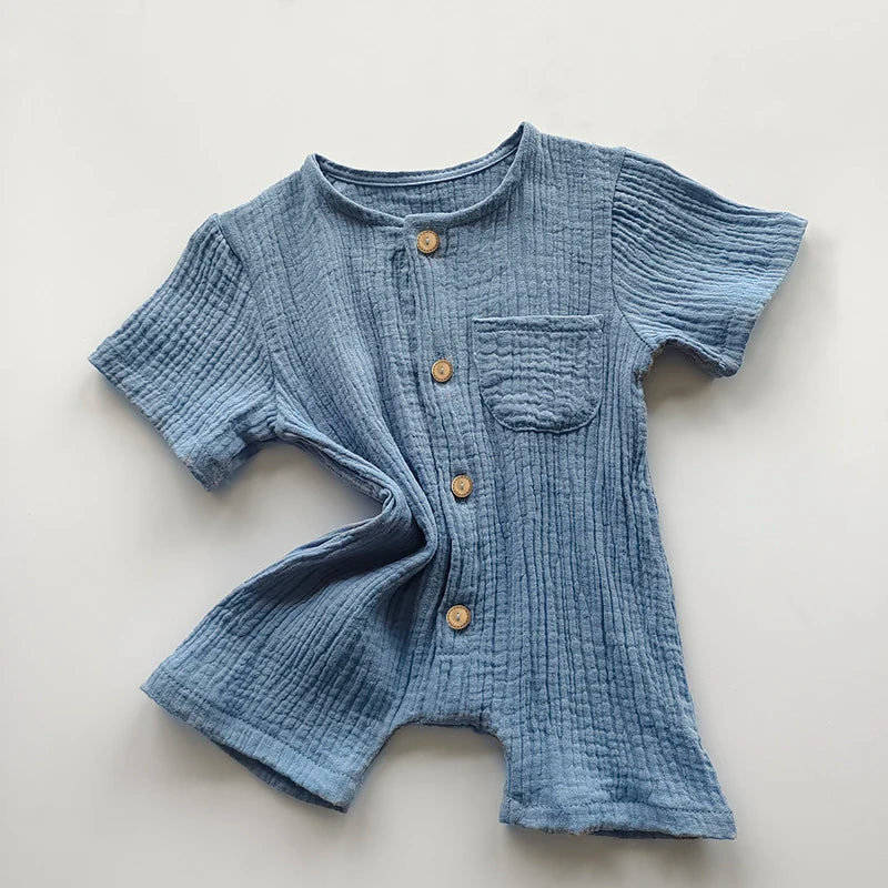 Neugeborenes Baby, Unisex, kurze Ärmel, Strampler aus Bio-Baumwolle, Rundhalsausschnitt, Marineblau, Strampler, Unisex, einteilige Sommer-Strampler-Kleidung.