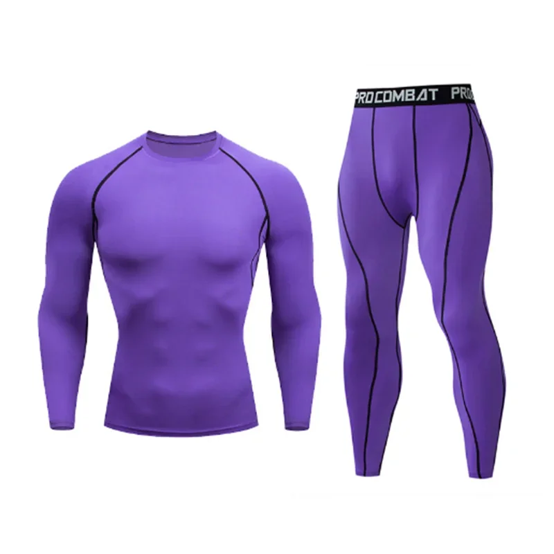 New Men's Tracksuit Gym Fitness Running 2 Pcs/Set Quick Dry Sweat-absorb Compression Sport Suit Clothes Jogging Sport Wear S-3XL