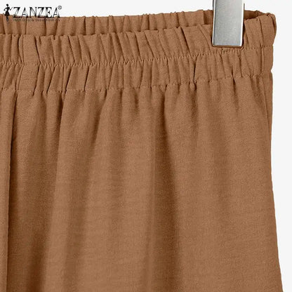 ZANZEA Muslim Abaya Suit Elegant Women Matching Sets Fashion Long Shirt Tops & Wide Leg Pants Ramadan Outfits Urban Tracksuits