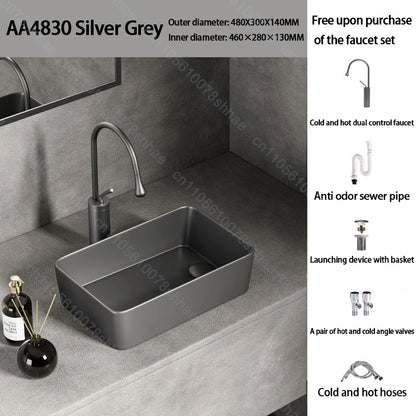 Luxuriöses Keramikgefäßwaschbecken, quadratisches Badezimmerwaschbecken, Arbeitsplatte, Kunstwaschbecken für Waschtischplatte, Keramik-Badezimmerwaschbecken für den Heimgebrauch