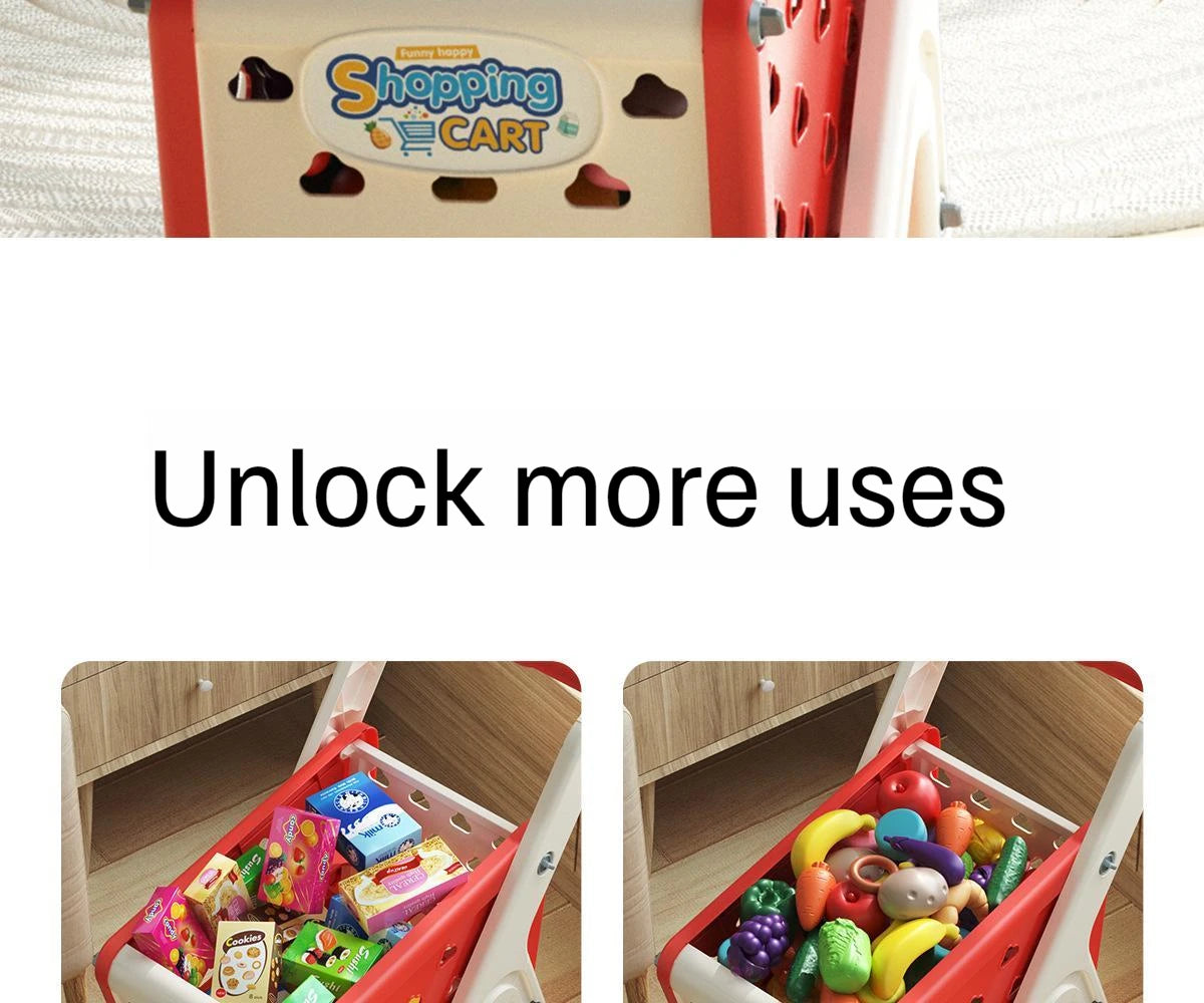 Shopping cart toy baby small trolley children play house fruit cut music kitchen supermarket men and girls Early Education toys