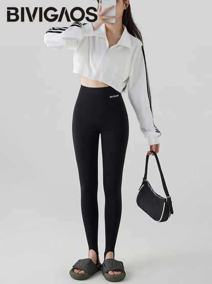 BIVIGAOS Skin-Touch Seamless Foot Pants Sharkskin Leggings Women Autumn New Fitness Sport Leggings Sexy Body Shape Shark Pants.