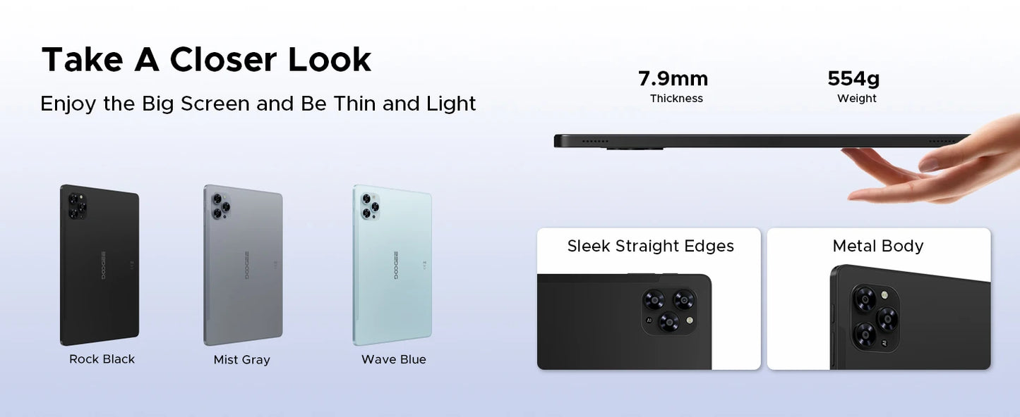 Doogee Tab G6 Tablet Pc 11 Inch Android 15 30Gb Ram(6+24) 256Gb Rom 8000Mah Battery Dual Speakers Support Widevine L1 Tablet Pc.