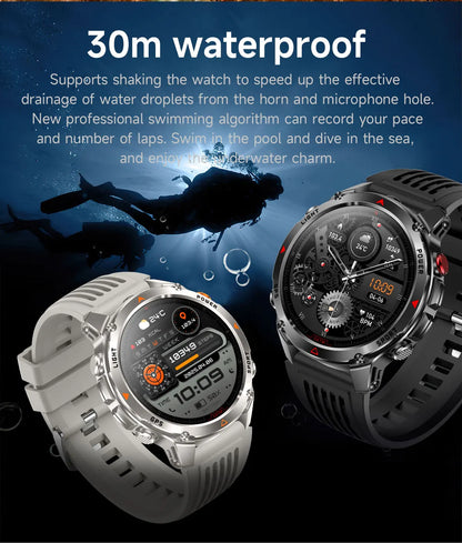 Outdoor Military GPS Smartwatch For Men Build in Dual Band GNSS Compass Altitude 3ATM Waterproof Swimming Smart Watch Women 2025.