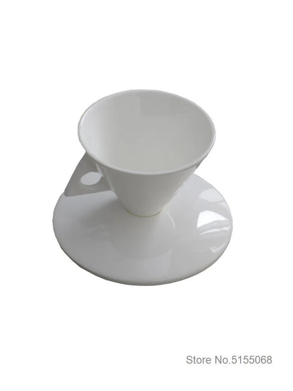 70ml White Cone Coffee Cup And Saucer Set Office Coffeeware Ceramic ESPRESSO Glass Cappuccino Mug Bone China Demitasse Teacup.