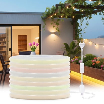 220V COB LED Light Strip Waterproof With EU Plug Red/Blue/Pink/Green Home Outdoor Garden Lighting Flex Silicone Tube Neon Lamp.