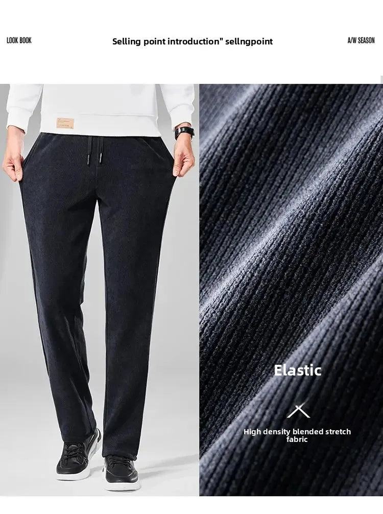 Herren-Freizeithose, verdickt, gerades Bein, warm, Herbst-Winter-Oberbekleidung, modisch, vielseitig, lockere Passform, sportlicher Stil.
