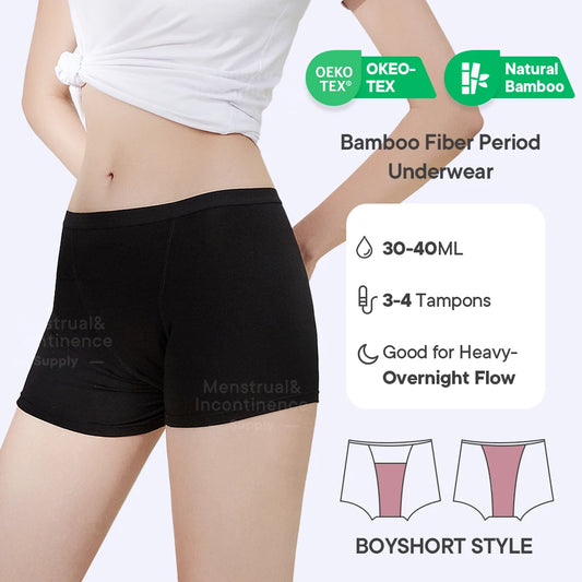Bamboo Fiber Period Underwear for Women Anti-Leakage Breathable 4-Layer Reusable Menstrual Panties for Daily Use Sports.