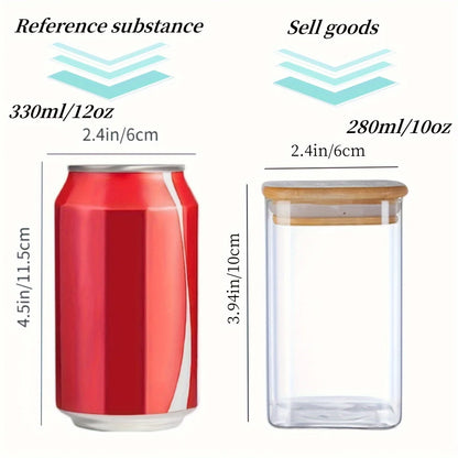 1/2/4/8pcs, 10oz Glass Jars With Airtight Lids, Candy Jars, Food Storage Containers With Bamboo Lids, Clear Jars.
