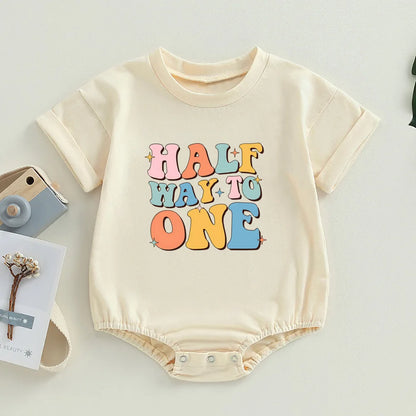 Halber Geburtstag Outfit Baby Jungen Mädchen 1/2 Weg zu einer Blase Stram pler Sommer Kurzarm Kleinkind Baby übergroße T-Shirt Stram pler.