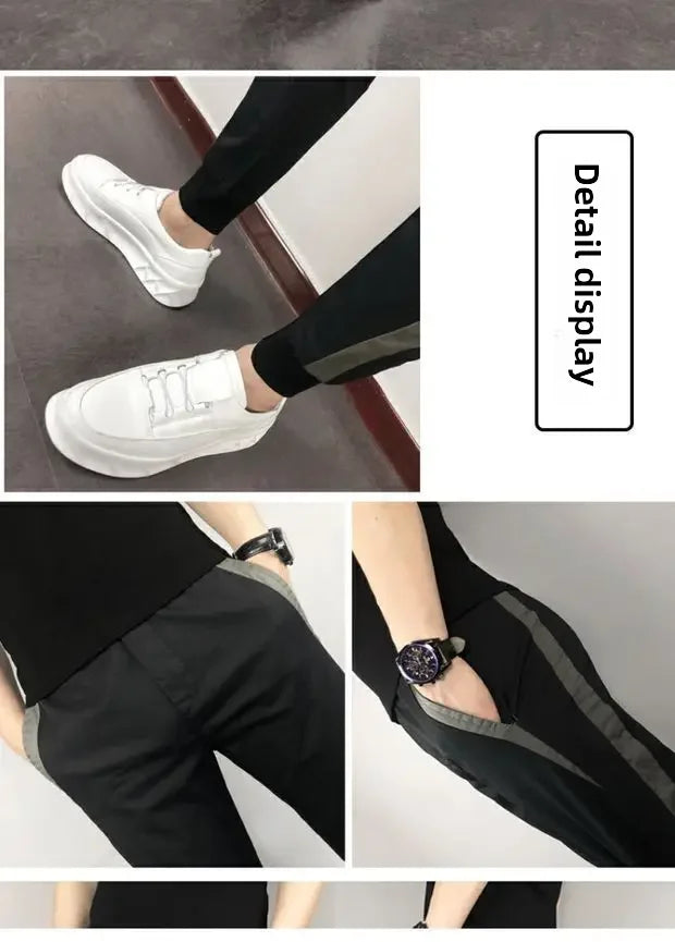 2023 Summer Men's Slim Fit Harajuku Style Lightweight Harem Pants Casual Trendy Korean Version Nine Point Length Mens Pants.