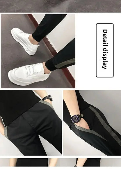 2023 Summer Men's Slim Fit Harajuku Style Lightweight Harem Pants Casual Trendy Korean Version Nine Point Length Mens Pants.
