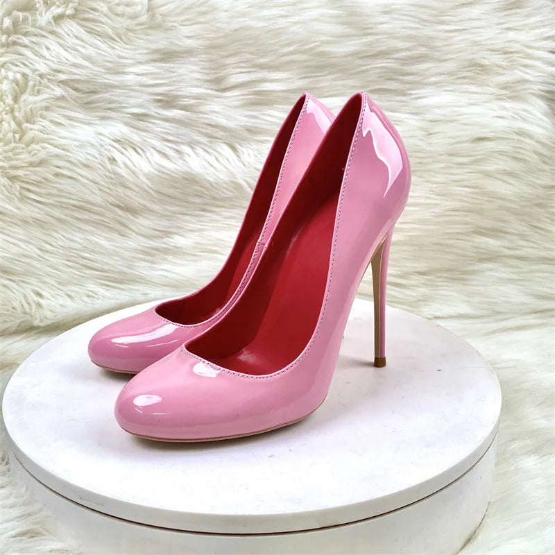 Brand Women Single Shoes 10CM 12CM Super High Heels Fashion Round Toe Stilettos Spring Autumn Female Daily Work Pumps Plus Size