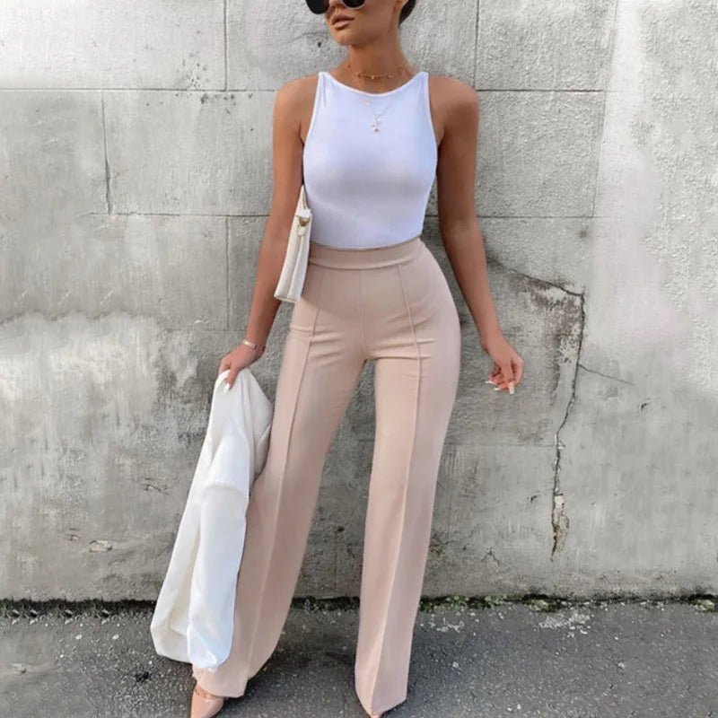 Damen Slim Bell-Bottoms Hose Trendy Frühling Herbst Hose Bürodame Einfarbige Schlaghose.