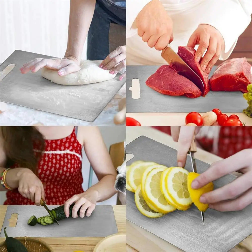 Titanium Cutting Boards for Kitchen Stainless Board 304 Steel Thickened Double Sided Food Grade Portable Fruit Meat Chopping.