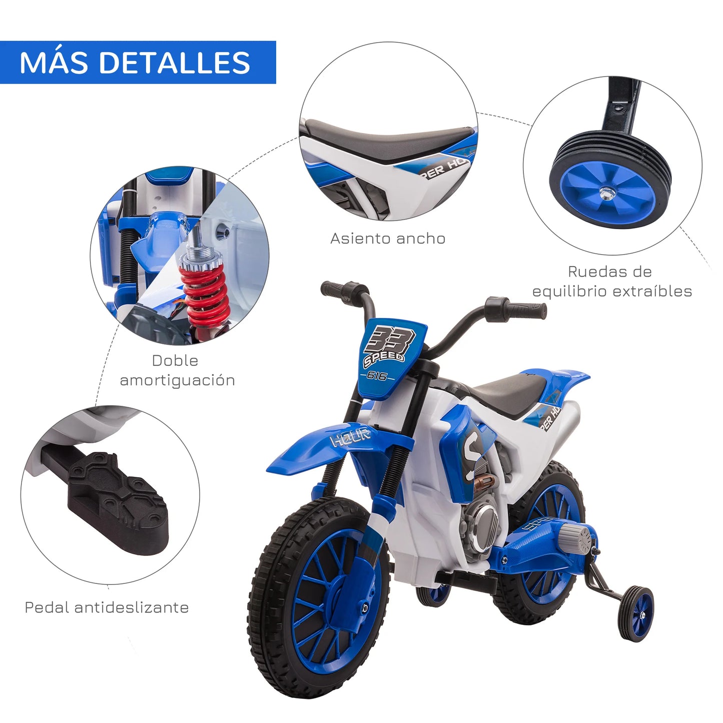Homcom Electric Motorcycle for Children+3 Years 12V 2 Wheels Balance More. 8 Km/H.