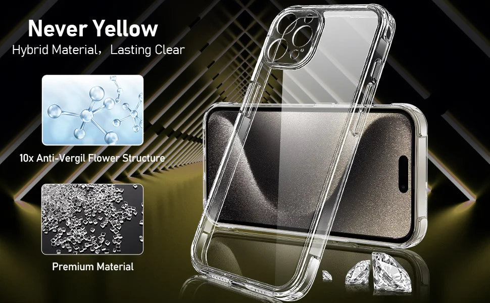For iPhone 17 16 15 Pro Max Phone Case For iPhone 16 15 14 13 Mini 12 11 Pro Transparent Case iPhone16 Plus Cover.