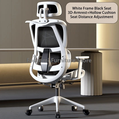 Atmungsaktiver Mesh-Computer-Bürostuhl mit Armlehne und Lordosenstütze, verstellbarer ergonomischer Schreibtischstuhl, Heim-Gaming-Kopfstützenstuhl