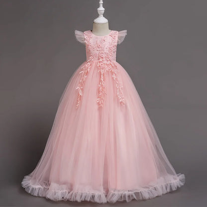 2025 Mädchen-Partykleider für Kinder, Mädchenkleider, Stickerei, Leistung, Junior-Kleid, Hochzeit, Abend, Abschlussball, Urlaub, Rock, Kostüm.