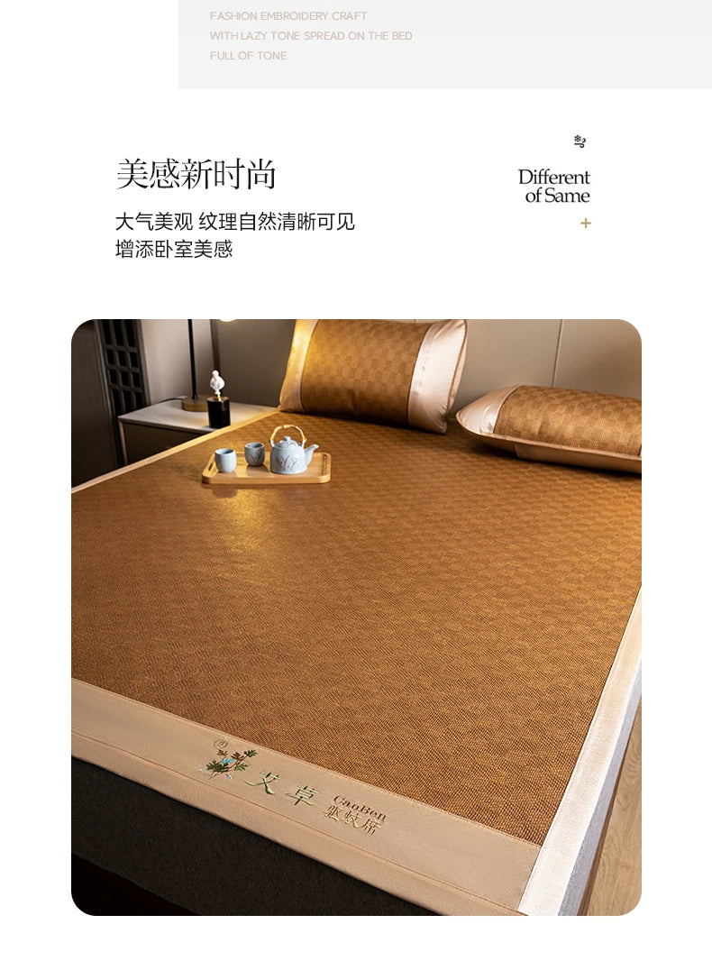 Natural Ice Rattan Mat 90/120/150/180/200cm Cool Summet Mat Mattress Plant Fiber Mat Househould Straw Mats Furniture Protector