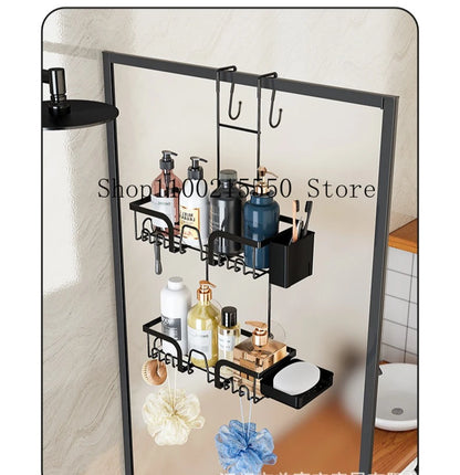 Duschraum-Aufbewahrungsregal, Badezimmer-Hängekorb, Glas-Trennwand-Organizer für die Aufbewahrung von Dusche und Toiletten