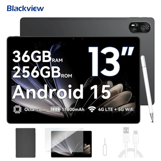 Blackview MEGA 8 Tablet 13‘’ 2K FHD Display, Octa Core T620 Android 15, 12GB RAM, 512GB ROM, 50MP + 13MP Camera, 11000 mAh.