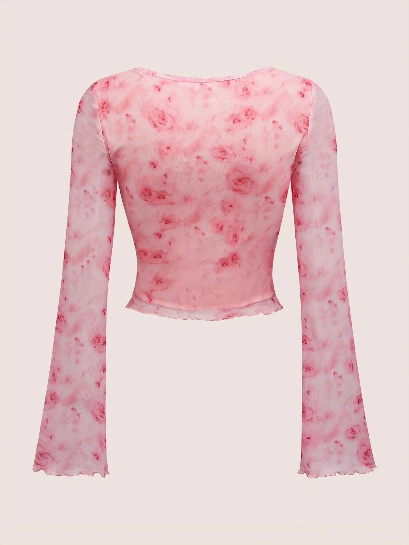 Summer Women's Y2k Floral Printed Sweet V-Neck T-shirts Mesh Beach Party Dress Top Flare Sleeve Square Collar Lace Up Shirt 2025.