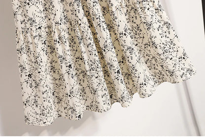 2025 Vintage Draped Elegant Chinese Style Women's Half-length Skirts Autumn Floral Pleated A- Line Skirt With Lining.