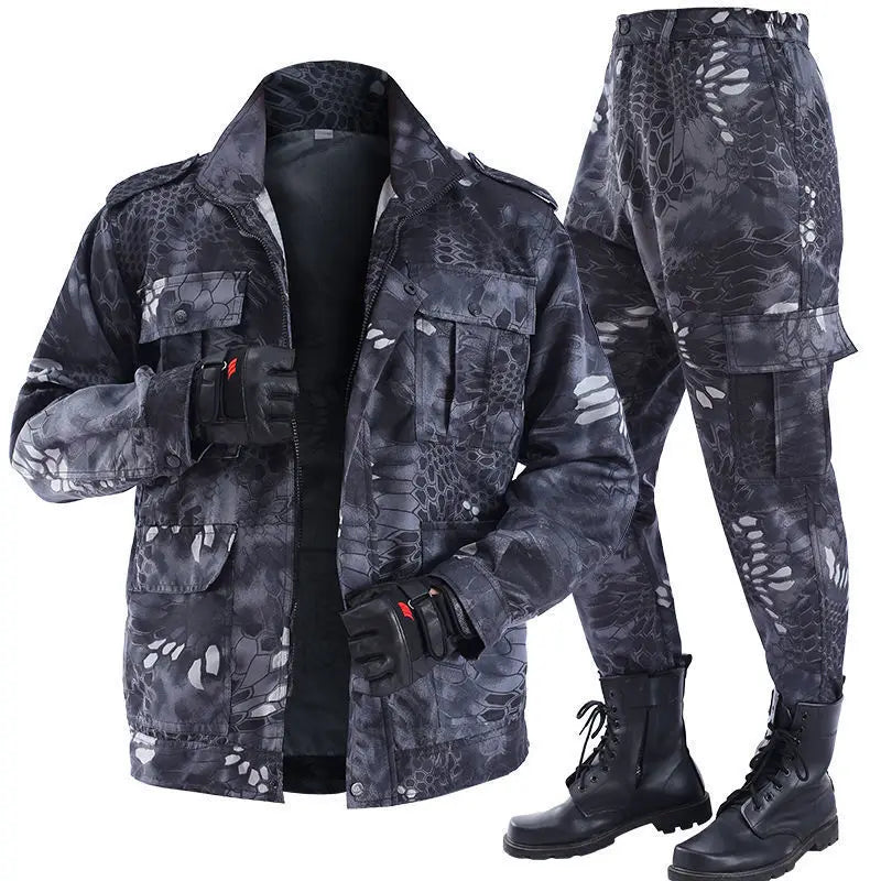 Wear-resistant camouflage suit for men and women's work clothes Spring and autumn thickened labor protection clothing, dirt resi.