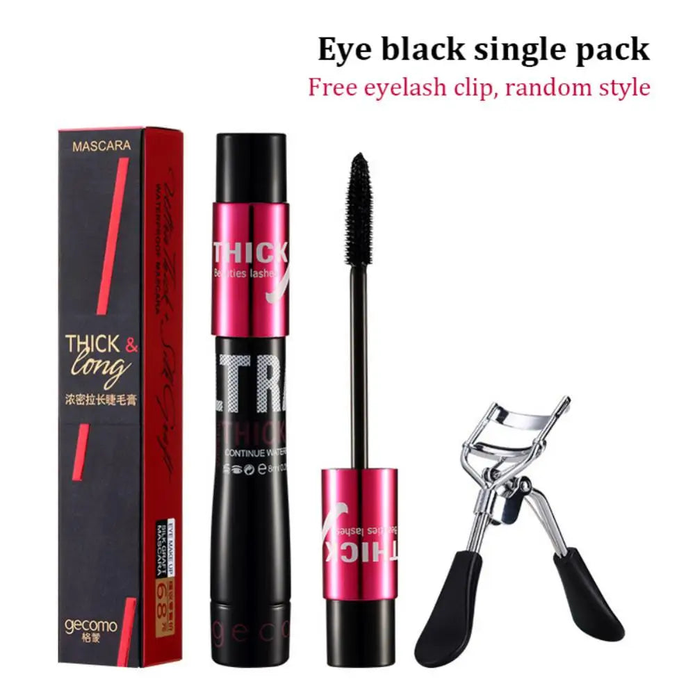 Fiber Silk Mascara Set Double Tube Natural Waterproof Dense Long Lasting No Halo Dye Mascara Beauty Makeup Extension Cream.