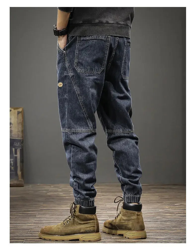 Autumn Winter Men's Trendy Loose-fit Jeans Casual Harem Trousers Long Pants Comfortable Working Clothes.