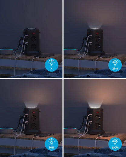 EU-Multifunktionssteckdosenturm mit 8 Positionen und 5 USB-Anschlüssen, unabhängiges Steuerschalterdesign für Steckplatinen im Home Office.