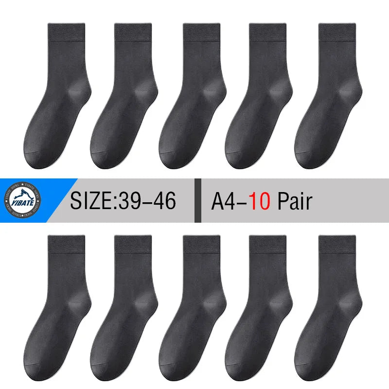 10 Pair Men's Bamboo Socks Anti-bacterial And Anti-odour Soft Business Socks Wearable And Breathable Casual Socks For Men
