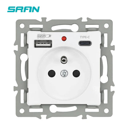 SRAN F6 Serie mehrere Rahmen Weiße Panel aus gehärtetem Glas, EU FR UN-Steckdosen und Schalter Dimmer-Lüfter-Fußlampe Rj45-Modul DIY