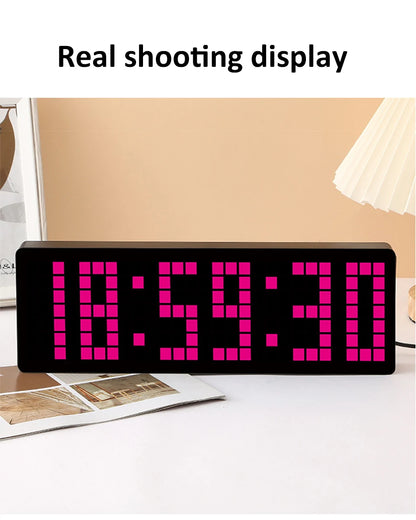 13 Zoll Pixel Digital Wanduhr Timer Positiv/Countdown/Stoppuhr Tischuhr mit Fernbedienung 12/24 Stunden LED Elektronische Uhren