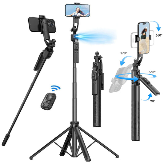 Auto Face Tracking Tripod Selfie Stick 360° Rotation Mount 1.63m Extendable Auto Tracking Phone Holder Tripod for iPhone Camera.