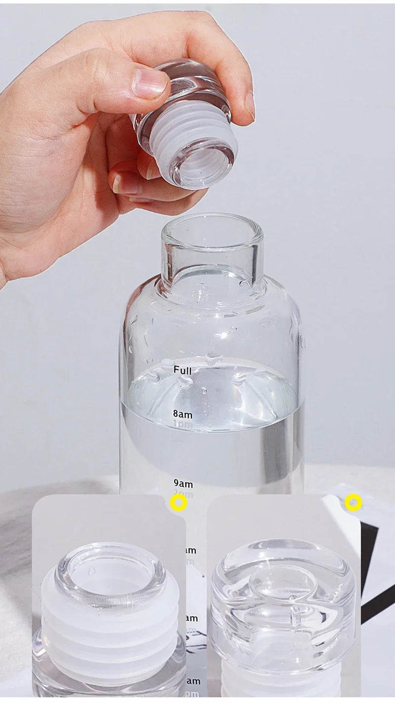 Transparent Plastic Water Bottle Time Marker Creative Large Capacity Leakproof Milk Cup Drinkware Kid School Gym Sport.