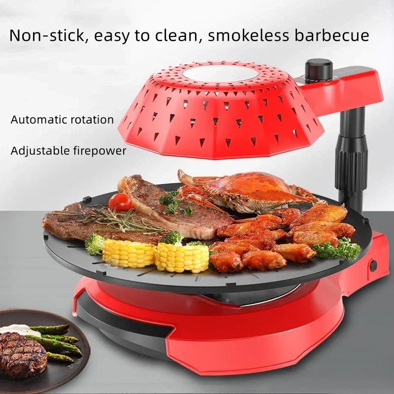 Household 220v 1390w Bbq Oven Indoor Electric Baking Tray Home Smoke-free Non-stick Barbecue Machine Automatically Rotating Baki