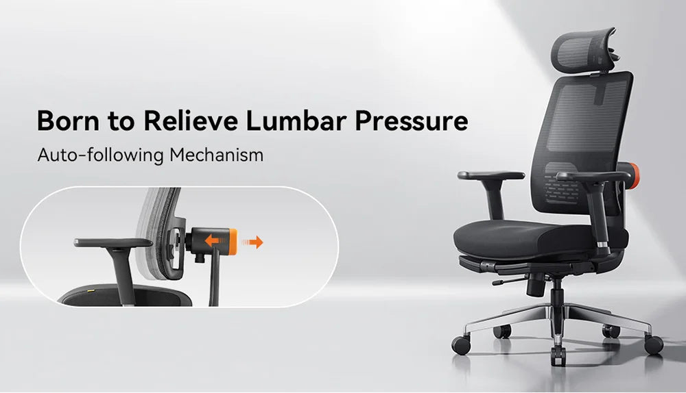 NEWTRAL MagicH-BPro Ergonomischer Stuhl mit Fußstütze, maßgeschneidert, ultimativer Komfort, automatisch ausgestellte Rückenlehne, Kopfstütze, adaptive Unterseite