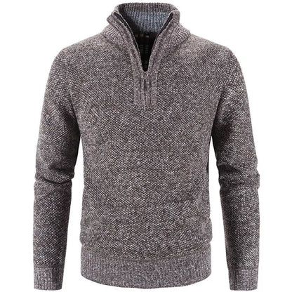 Winter Men's Fleece Thicker Sweater Half Zipper Turtleneck Warm Pullover Quality Male Slim Knitted Wool Sweaters for Spring