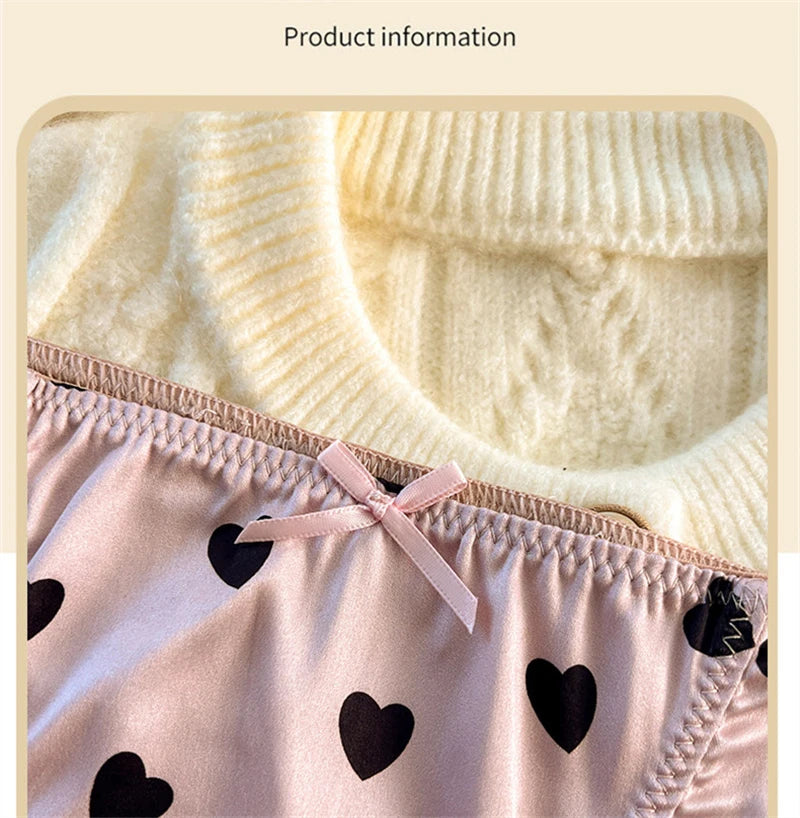 Sexy lingerie women Satin tangas lace ropa interior femenina sweet calzones para mujer plus size panties heart underwear women.